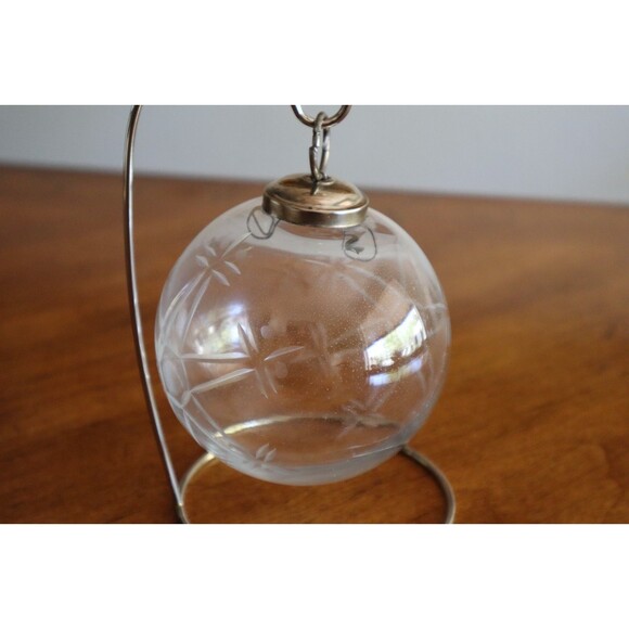 Unbranded Other - Vintage Large Clear Etched Glass Star Christmas Ornament Kugel Style 4" Dia.